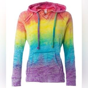 MV Sport Women’s XL Rainbow Stripe Hooded Sweatshirt NWT